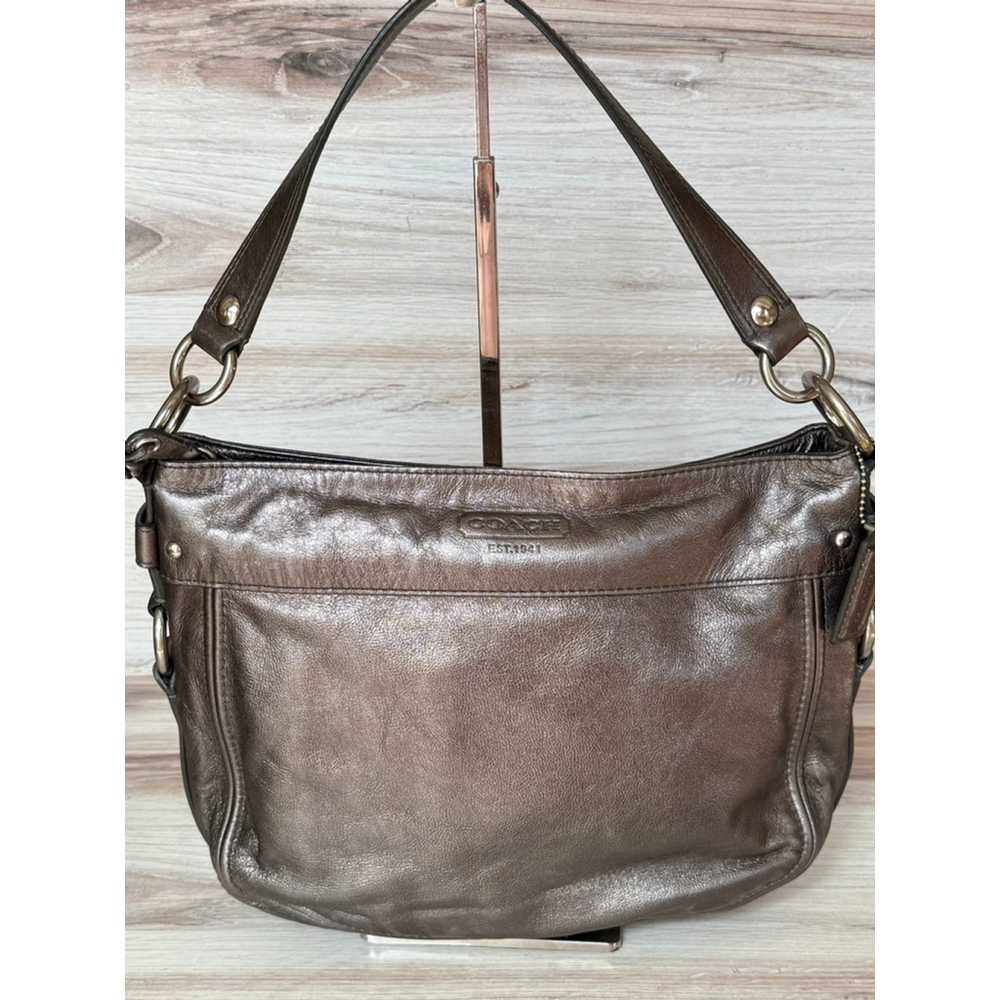 Coach Zoe Gun Metal Grey Leather Shoulder Bag One‎ Size